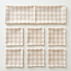 Set cuadrillé camino de mesa + servilletas AURA BLANCO