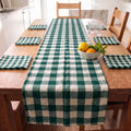 Set cuadrillé camino de mesa + servilletas AURA BLANCO