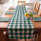 Set cuadrillé camino de mesa + servilletas AURA BLANCO