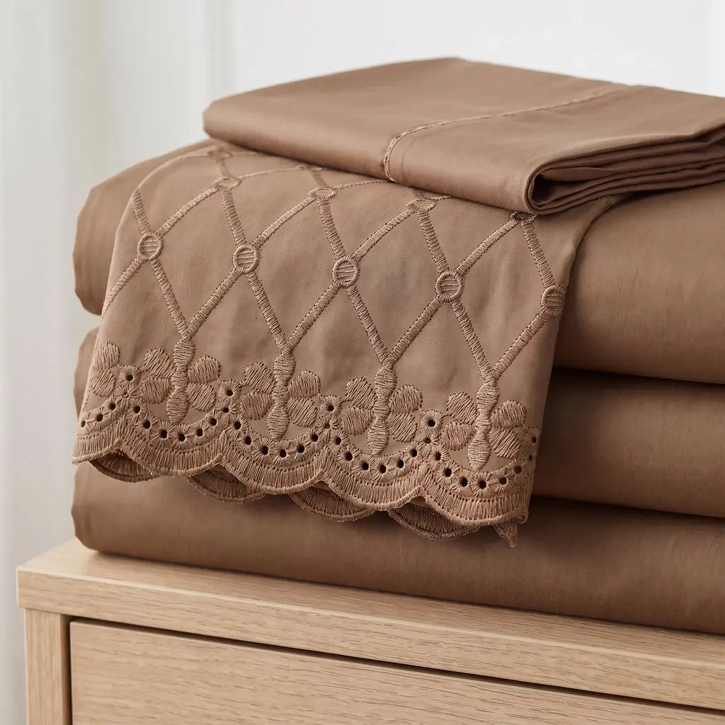 Juego de sábanas con broderie PARIS