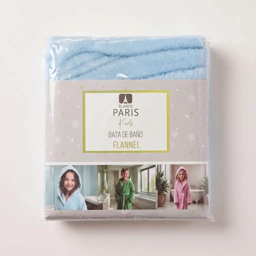 Bata de baño niños flannel blanco parís
