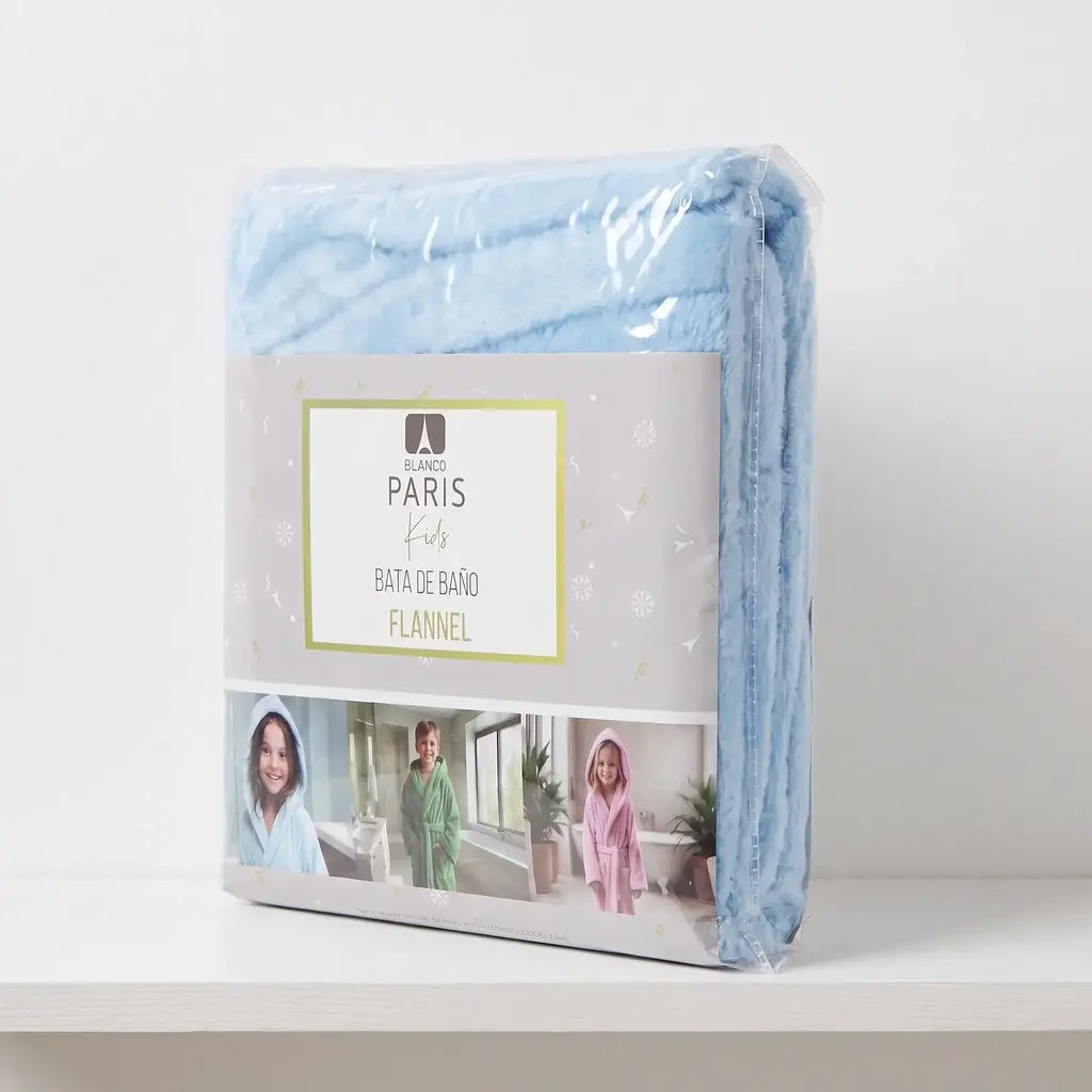 Bata de baño niños flannel blanco parís