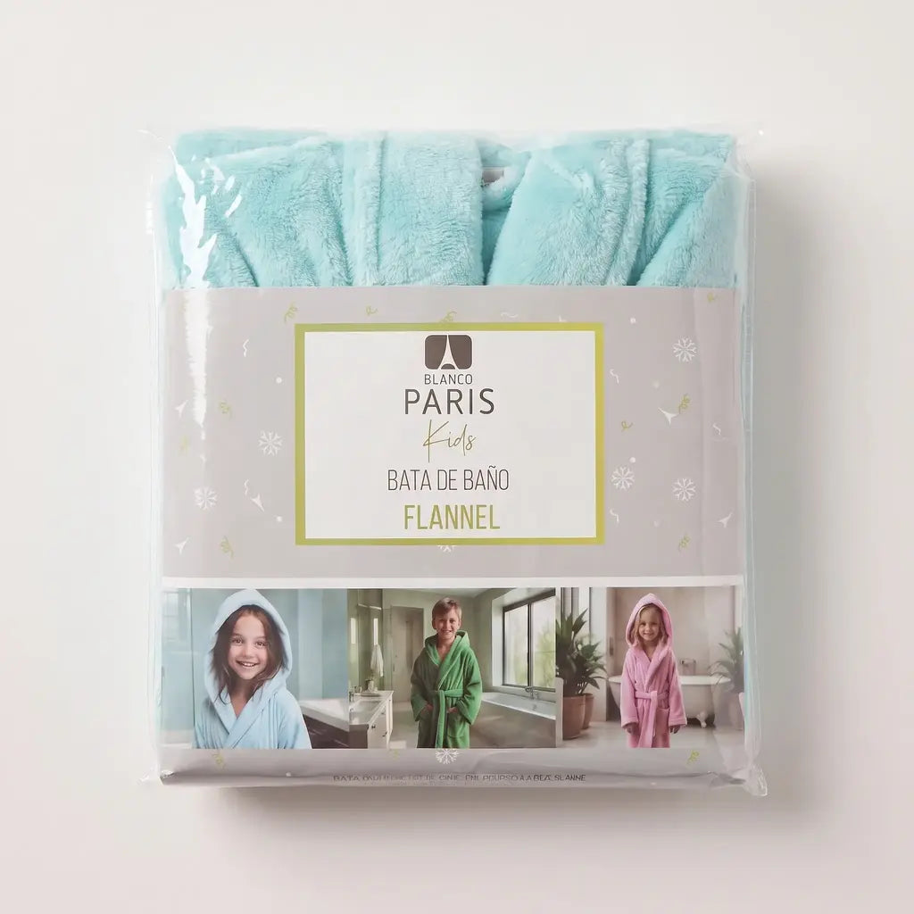 Bata de baño niños flannel blanco parís