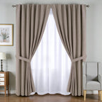 2 en 1 cortina ambiente lino blackout + cortina voile