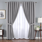 2 en 1 cortina ambiente lino blackout + cortina voile