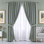 2 en 1 cortina ambiente lino blackout + cortina voile
