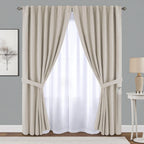 2 en 1 cortina ambiente lino blackout + cortina voile