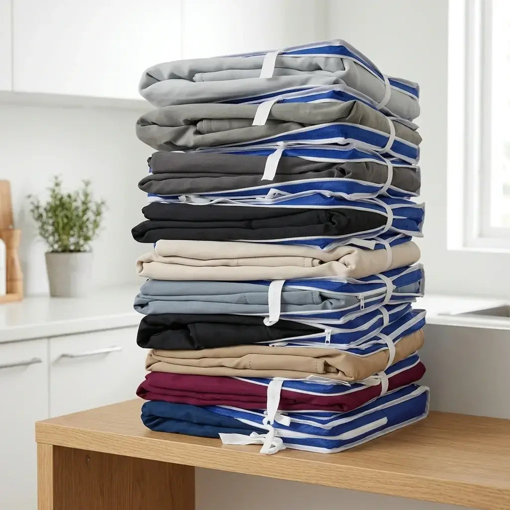 Cortina blackout corta textil en valija reutilizable