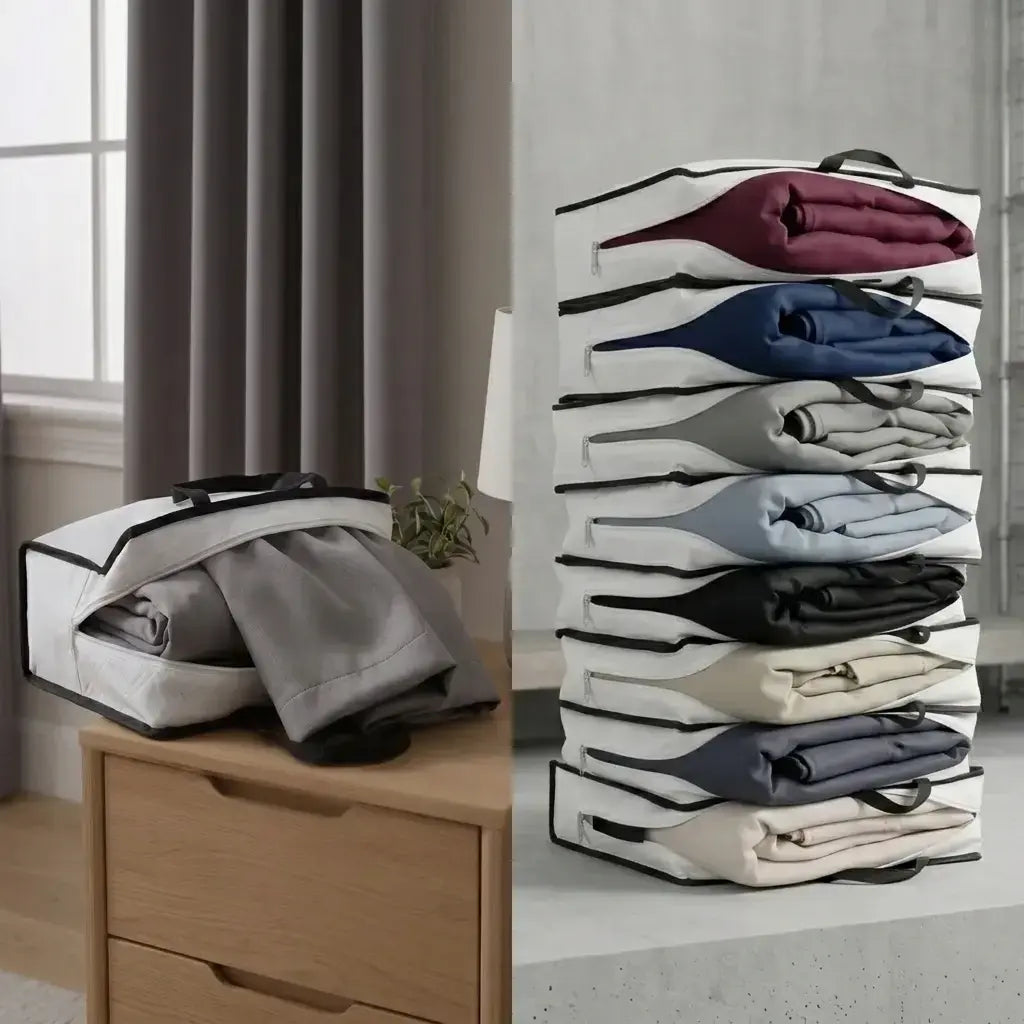Cortina blackout textil en valija reutilizable