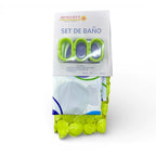 Set de baño cortina peva + alfombra pvc + 12 ganchos MENUCHA