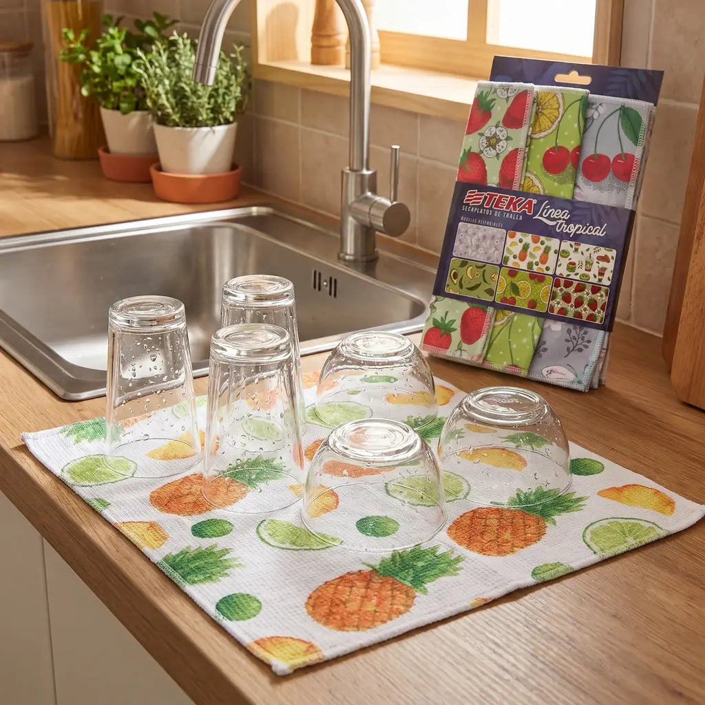 Paño escurridor secaplatos de toalla línea frutal