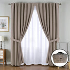 2 en 1 cortina ambiente lino blackout + cortina voile
