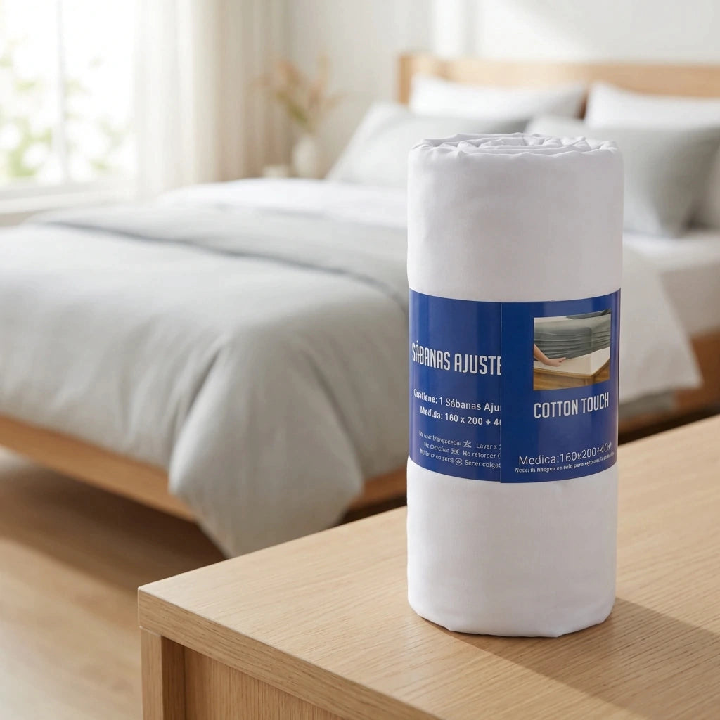 Sábana ajustable en rollito SUEÑO BLANCO