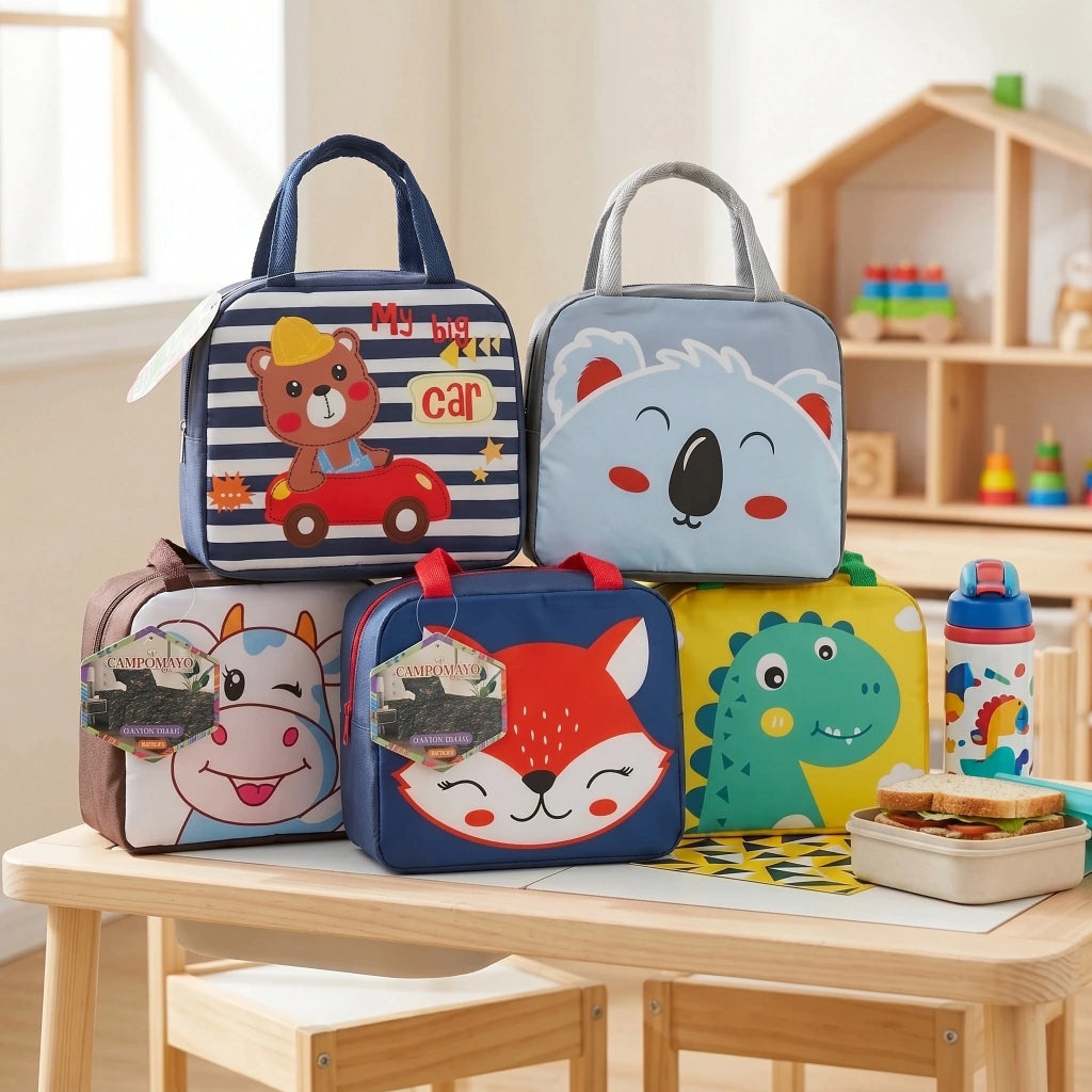 Juego de sábanas infantil estampada + lunchera térmica escolar CAMPOMAYO