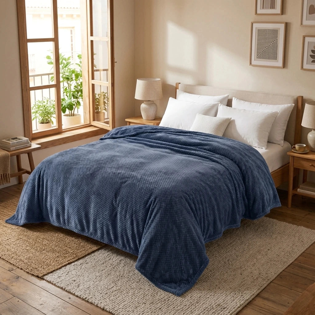 Frazada panal de abeja ROYALe flannel CAMPOMAYO