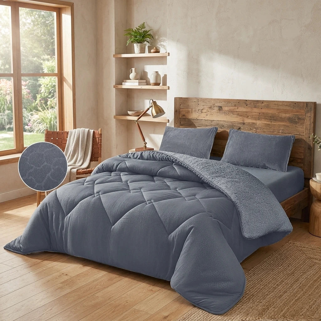 Edredon embossed relieve relleno 300 g con corderito CHILL&HOME