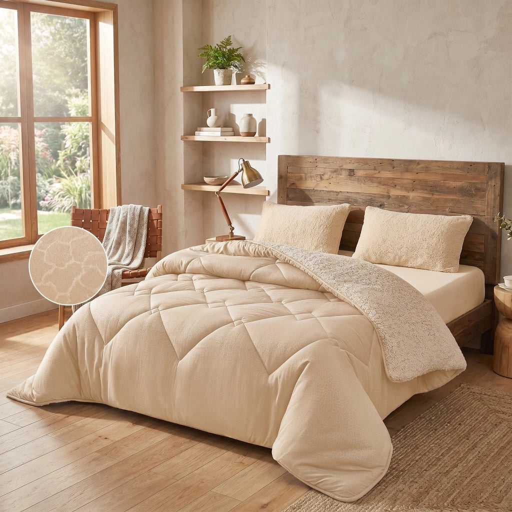 Edredon embossed relieve relleno 300 g con corderito CHILL&HOME