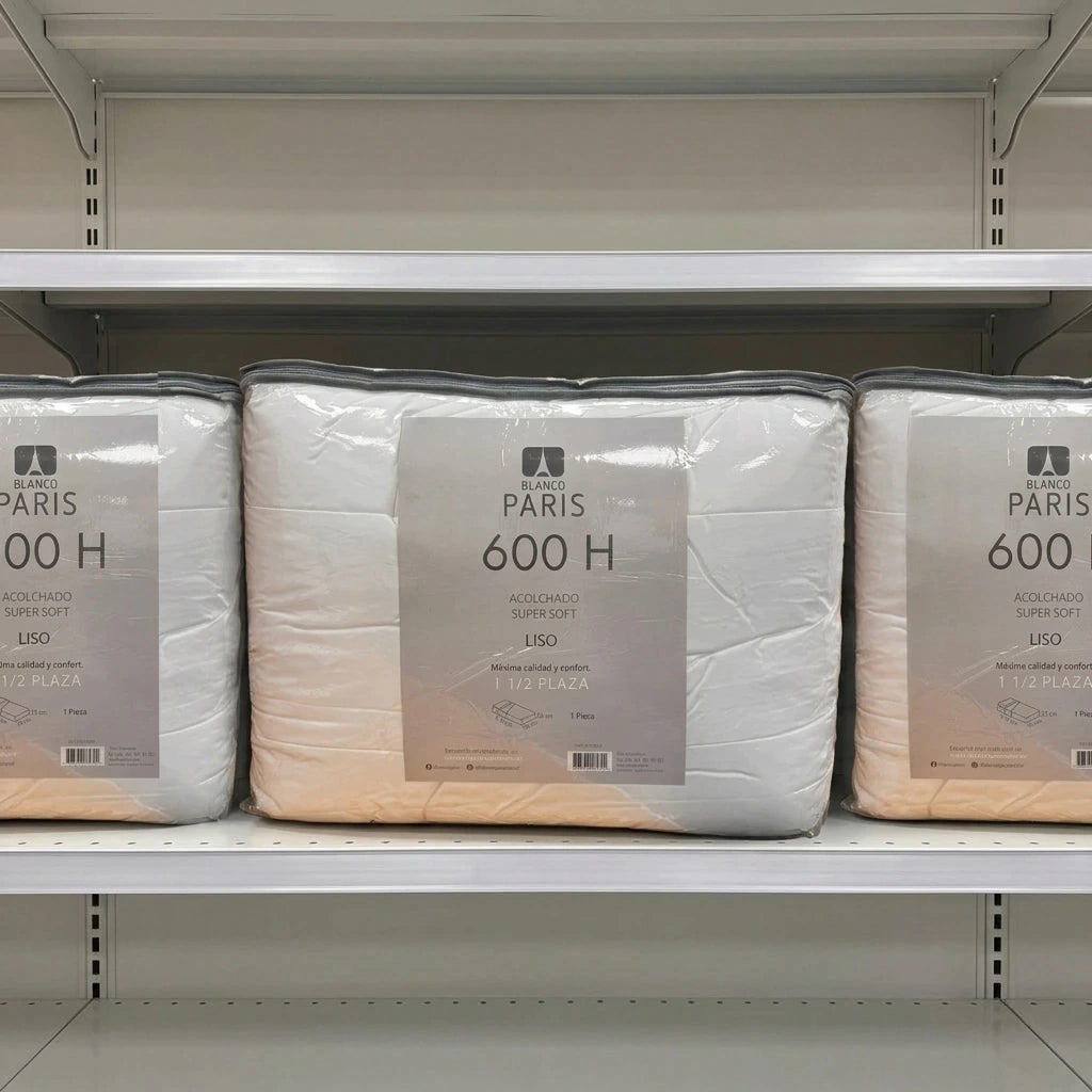 Acolchado super soft hotelero grueso 600 hilos blanco PARIS