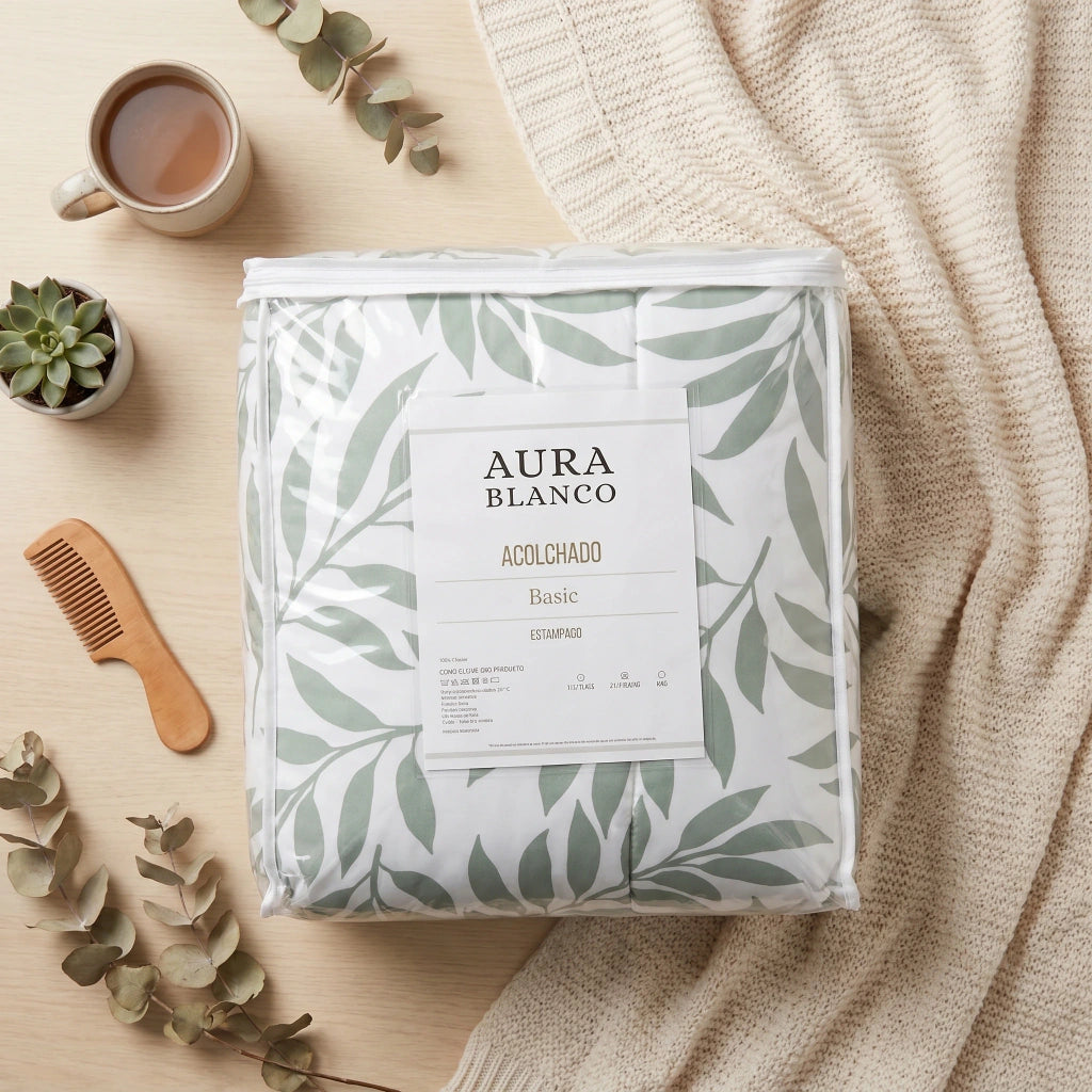 Acolchado niza estampado extra grosor AURA BLANCO
