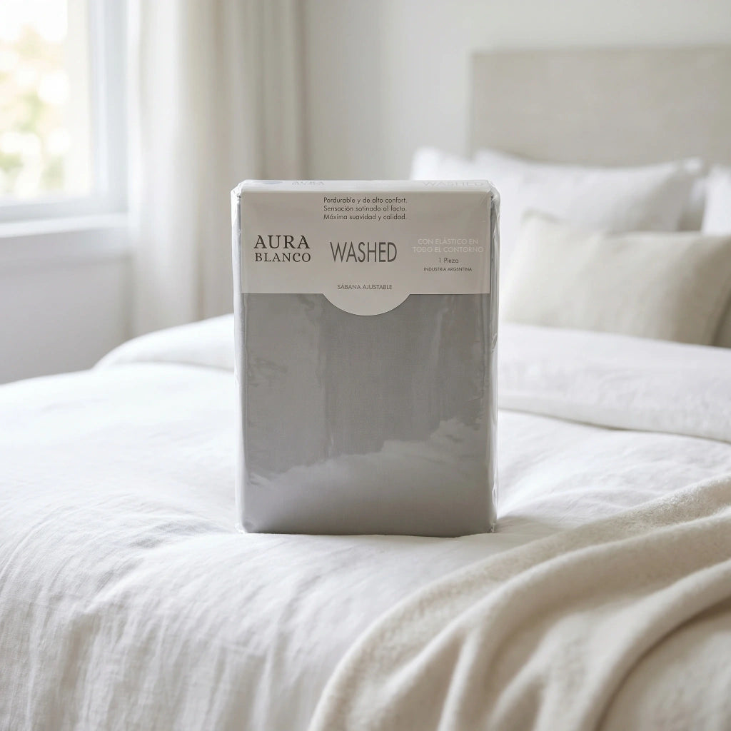 Sábana ajustable washed AURA BLANCO