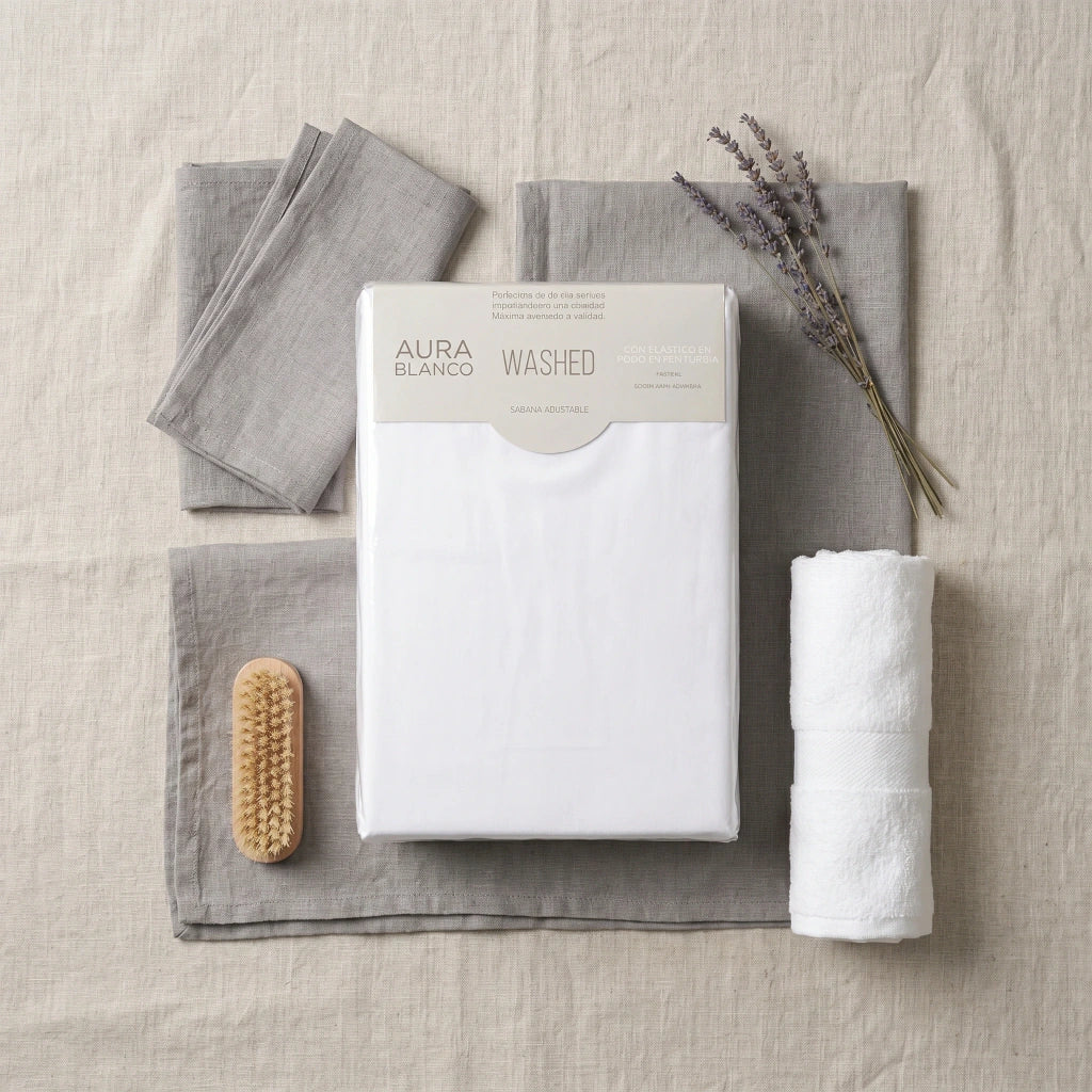 Sábana ajustable washed AURA BLANCO